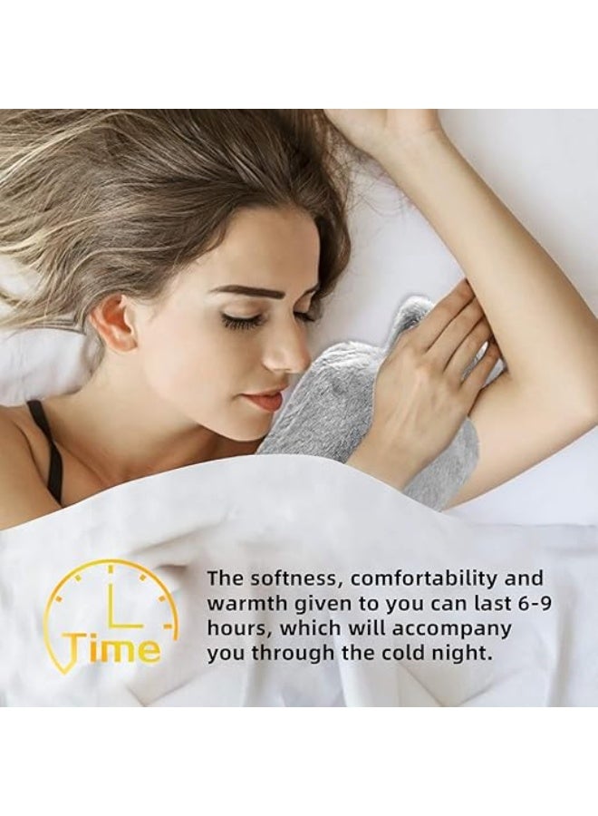 قربة مياه ساخنة مطاطية سعة 2 لتر مع غطاء فرو ناعم - زجاجة تدفئة لتخفيف آلام الرقبة والكتف وتشنجات الجسم - هدية مثالية للسيدات - Image 3